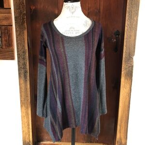 Go Couture Striped Tunic, Small, Purples/Gray